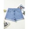 image:imageSidefeel Womens Jean Shorts High Waisted Stretchy Casual Rolled Hem Zimbaplatinum Denim ShortsLight Blue