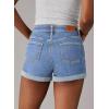 image:imageSidefeel Womens Jean Shorts High Waisted Stretchy Casual Rolled Hem Zimbaplatinum Denim ShortsLight Blue
