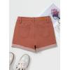 image:imageSidefeel Womens Jean Shorts High Waisted Stretchy Casual Rolled Hem Zimbaplatinum Denim ShortsMineral Red