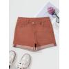 image:imageSidefeel Womens Jean Shorts High Waisted Stretchy Casual Rolled Hem Zimbaplatinum Denim ShortsMineral Red