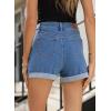 image:imageSidefeel Womens Jean Shorts High Waisted Stretchy Casual Rolled Hem Zimbaplatinum Denim ShortsSky Blue