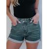 image:imageSidefeel Womens Jean Shorts High Waisted Stretchy Casual Rolled Hem Zimbaplatinum Denim ShortsVintage Blue