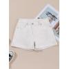 image:imageSidefeel Womens Jean Shorts High Waisted Stretchy Casual Rolled Hem Zimbaplatinum Denim ShortsWhite