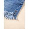 image:imageSidefeel Womens Jean Shorts High Waisted Stretchy Raw Hem Buttoned Split Denim Shorts