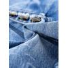 image:imageSidefeel Womens Jean Shorts High Waisted Stretchy Raw Hem Buttoned Split Denim Shorts