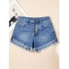 image:imageSidefeel Womens Jean Shorts High Waisted Stretchy Raw Hem Buttoned Split Denim Shorts