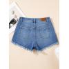 image:imageSidefeel Womens Jean Shorts High Waisted Stretchy Raw Hem Buttoned Split Denim Shorts