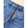 image:imageSidefeel Womens Jean Shorts High Waisted Stretchy Raw Hem Buttoned Split Denim Shorts