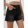 image:imageSidefeel Womens Jean Shorts High Waisted Stretchy Raw Hem Summer Denim Shorts with PocketsBlack