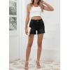 image:imageSidefeel Womens Jean Shorts High Waisted Stretchy Raw Hem Summer Denim Shorts with PocketsBlack