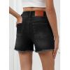 image:imageSidefeel Womens Jean Shorts High Waisted Stretchy Raw Hem Summer Denim Shorts with PocketsBlack
