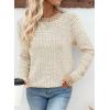 image:imageSidefeel Womens Long Sleeve Pullover Sweaters Casual Crewneck Chunky Knit Color Block Jumper TopsApricot