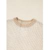 image:imageSidefeel Womens Long Sleeve Pullover Sweaters Casual Crewneck Chunky Knit Color Block Jumper TopsApricot