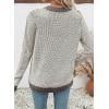 image:imageSidefeel Womens Long Sleeve Pullover Sweaters Casual Crewneck Chunky Knit Color Block Jumper TopsGray