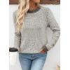 image:imageSidefeel Womens Long Sleeve Pullover Sweaters Casual Crewneck Chunky Knit Color Block Jumper TopsGray