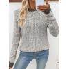 image:imageSidefeel Womens Long Sleeve Pullover Sweaters Casual Crewneck Chunky Knit Color Block Jumper TopsGray