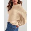 image:imageSidefeel Womens Pullover Sweaters Casual Long Sleeve Crewneck Loose Knit Jumper TopsApricot