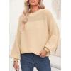 image:imageSidefeel Womens Pullover Sweaters Casual Long Sleeve Crewneck Loose Knit Jumper TopsApricot