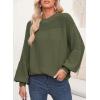 image:imageSidefeel Womens Pullover Sweaters Casual Long Sleeve Crewneck Loose Knit Jumper TopsVineyard Green