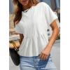 image:imageSidefeel Womens Short Sleeve Casual Basic T Shirts Summer Round Neck Pleated Tee Tops Blouses