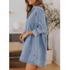 image:imageSidefeel Womens Smocked 3 4 Sleeve Button Down Denim Jeans DressesA Sky Blue
