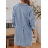 image:imageSidefeel Womens Smocked 3 4 Sleeve Button Down Denim Jeans DressesA Sky Blue