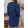 image:imageSidefeel Womens Smocked 3 4 Sleeve Button Down Denim Jeans DressesDark Blue