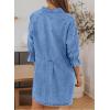 image:imageSidefeel Womens Smocked 3 4 Sleeve Button Down Denim Jeans DressesSky Blue