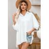 image:imageSidefeel Womens Summer Oversized 34 Sleeve Button Down Shirts Side Slit Dressy Casual Blouses Loose Fit Tunic Tops