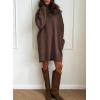 image:imageSidefeel Womens Sweater Dress 2024 Fall Long Sleeve High Neck Ribbed Knit Winter Dress