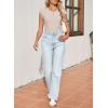 image:imageSidefeel Womens Tops Casual Crewneck Cap Sleeve Tops Ribbed Raw Hem Summer T Shirts Slim Fit Basic Tees BlousesApricot