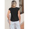 image:imageSidefeel Womens Tops Casual Crewneck Cap Sleeve Tops Ribbed Raw Hem Summer T Shirts Slim Fit Basic Tees BlousesBlack