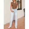image:imageSidefeel Womens Tops Casual Crewneck Cap Sleeve Tops Ribbed Raw Hem Summer T Shirts Slim Fit Basic Tees BlousesBrown