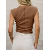 image:imageSidefeel Womens Tops Casual Crewneck Cap Sleeve Tops Ribbed Raw Hem Summer T Shirts Slim Fit Basic Tees BlousesBrown