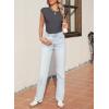 image:imageSidefeel Womens Tops Casual Crewneck Cap Sleeve Tops Ribbed Raw Hem Summer T Shirts Slim Fit Basic Tees BlousesDark Grey
