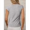 image:imageSidefeel Womens Tops Casual Crewneck Cap Sleeve Tops Ribbed Raw Hem Summer T Shirts Slim Fit Basic Tees BlousesGray