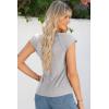 image:imageSidefeel Womens Tops Casual Crewneck Cap Sleeve Tops Ribbed Raw Hem Summer T Shirts Slim Fit Basic Tees BlousesGray