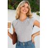 image:imageSidefeel Womens Tops Casual Crewneck Cap Sleeve Tops Ribbed Raw Hem Summer T Shirts Slim Fit Basic Tees BlousesGray