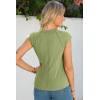 image:imageSidefeel Womens Tops Casual Crewneck Cap Sleeve Tops Ribbed Raw Hem Summer T Shirts Slim Fit Basic Tees BlousesGreen