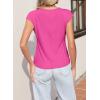 image:imageSidefeel Womens Tops Casual Crewneck Cap Sleeve Tops Ribbed Raw Hem Summer T Shirts Slim Fit Basic Tees BlousesHot Pink