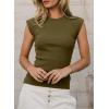 image:imageSidefeel Womens Tops Casual Crewneck Cap Sleeve Tops Ribbed Raw Hem Summer T Shirts Slim Fit Basic Tees BlousesMoss Green