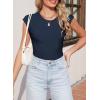 image:imageSidefeel Womens Tops Casual Crewneck Cap Sleeve Tops Ribbed Raw Hem Summer T Shirts Slim Fit Basic Tees BlousesNavy Blue