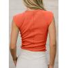 image:imageSidefeel Womens Tops Casual Crewneck Cap Sleeve Tops Ribbed Raw Hem Summer T Shirts Slim Fit Basic Tees BlousesOrange