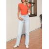 image:imageSidefeel Womens Tops Casual Crewneck Cap Sleeve Tops Ribbed Raw Hem Summer T Shirts Slim Fit Basic Tees BlousesOrange