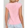 image:imageSidefeel Womens Tops Casual Crewneck Cap Sleeve Tops Ribbed Raw Hem Summer T Shirts Slim Fit Basic Tees BlousesPink