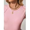 image:imageSidefeel Womens Tops Casual Crewneck Cap Sleeve Tops Ribbed Raw Hem Summer T Shirts Slim Fit Basic Tees BlousesPink