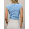image:imageSidefeel Womens Tops Casual Crewneck Cap Sleeve Tops Ribbed Raw Hem Summer T Shirts Slim Fit Basic Tees BlousesSky Blue