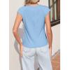 image:imageSidefeel Womens Tops Casual Crewneck Cap Sleeve Tops Ribbed Raw Hem Summer T Shirts Slim Fit Basic Tees BlousesSky Blue