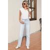 image:imageSidefeel Womens Tops Casual Crewneck Cap Sleeve Tops Ribbed Raw Hem Summer T Shirts Slim Fit Basic Tees BlousesWhite