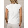 image:imageSidefeel Womens Tops Casual Crewneck Cap Sleeve Tops Ribbed Raw Hem Summer T Shirts Slim Fit Basic Tees BlousesWhite